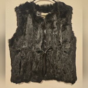 Black Genuine Rabbit Fur Vest